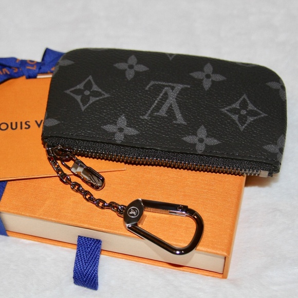 LOUIS VUITTON Pochette Cles Key Pouch Monogram Eclipse Reverse Purse Card Wallet - Picture 3 of 11